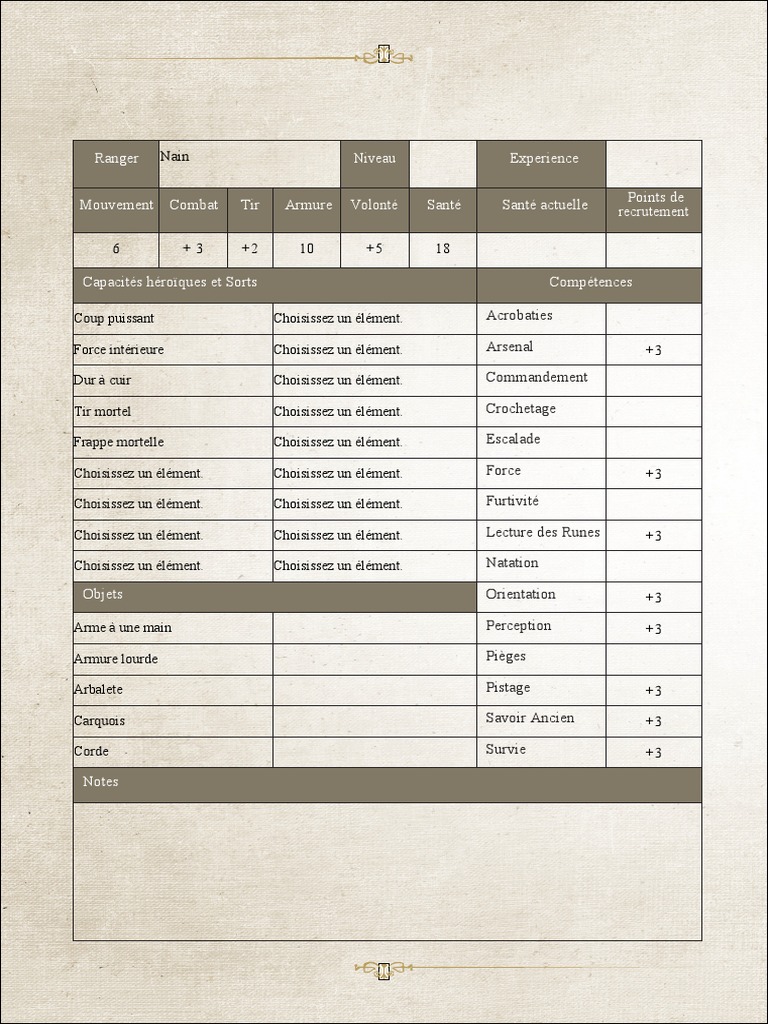 Compétences et Capacités du Ranger | PDF