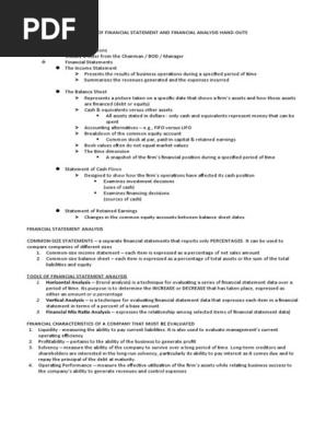 FINANCIAL STATEMENT ANALYSIS