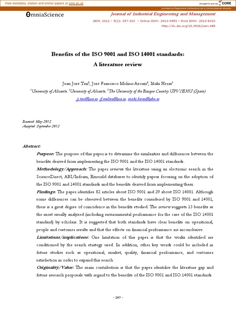 ISO 9001 Benefits | PDF | Iso 9000 | Standardization