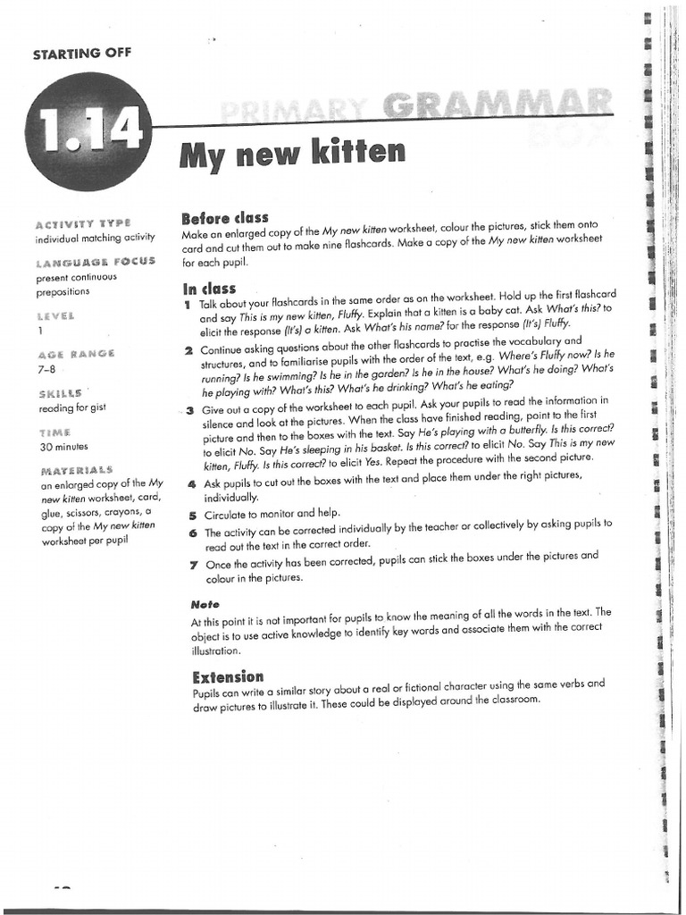 Grammar Activities For Children PDF