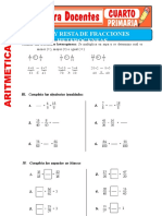 Fichas de Fracciones Heterogenias de Suma y Resta Para Cuarto de Primaria