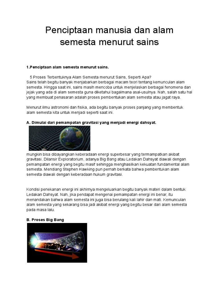 Penciptaan Manusia Dan Alam Semesta Menurut Sains Pdf