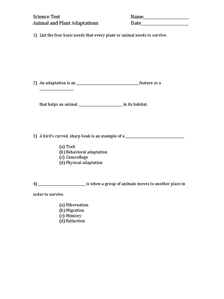 science-test-name-animal-and-plant-adaptations-date-pdf