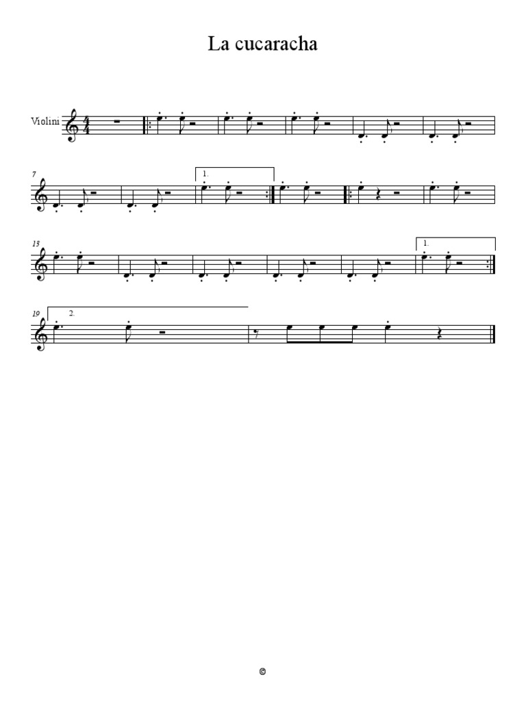 La Cucaracha - Violin | PDF