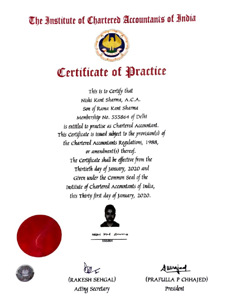 Certiticate of Practice: The Chartered | PDF
