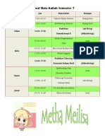 Jadwal Mata Kuliah Semester 7 Meta