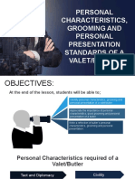 Personal Characteristics Grooming and Personal Presentation of A Butler