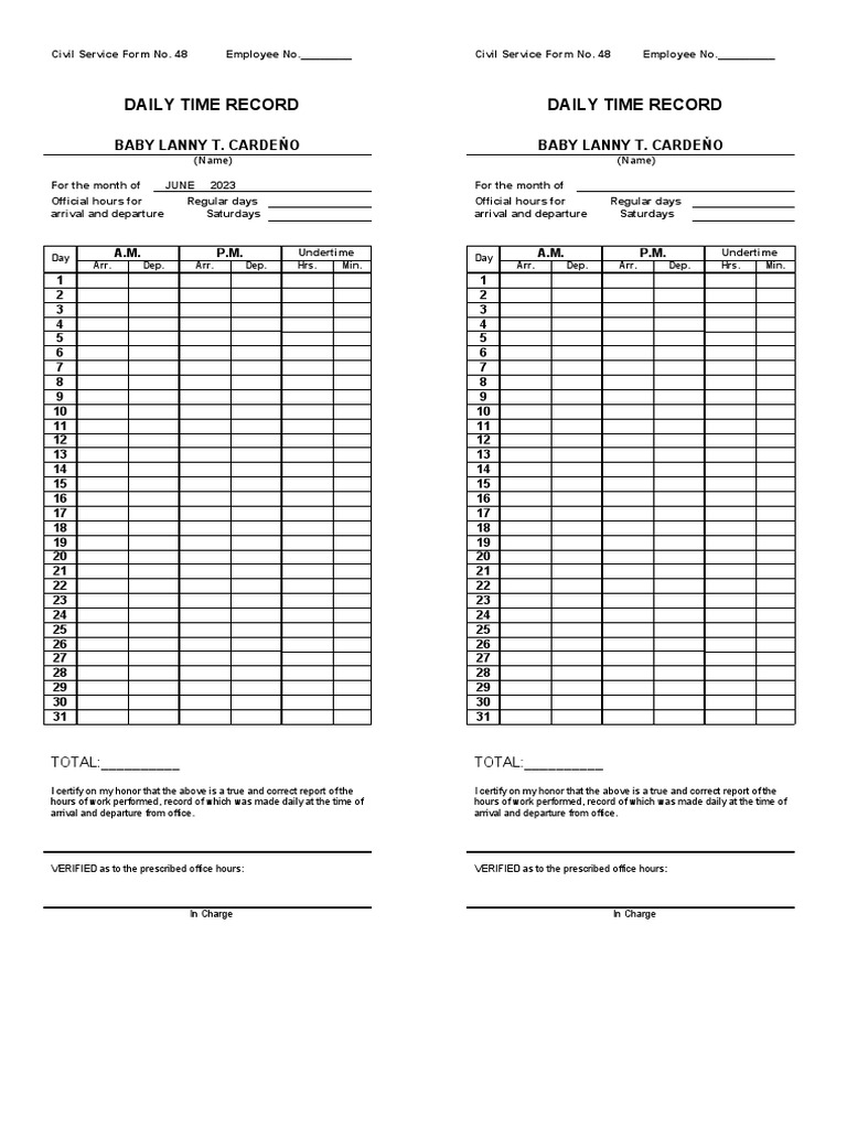 Appendix 24 daily time record dtr pdf