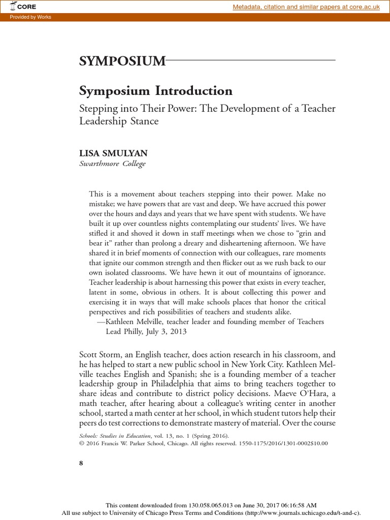 Symposium Symposium Introduction: Stepping Into Their Power: The ...