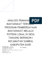 Analisis Pemahaman Masyarakat Terhadap Program Pemberdayaan Masyarakat Melalui Potensi Lokal Di Desa Tanjung Beringin I Kecamatan Sumbul Kabupaten Dairi