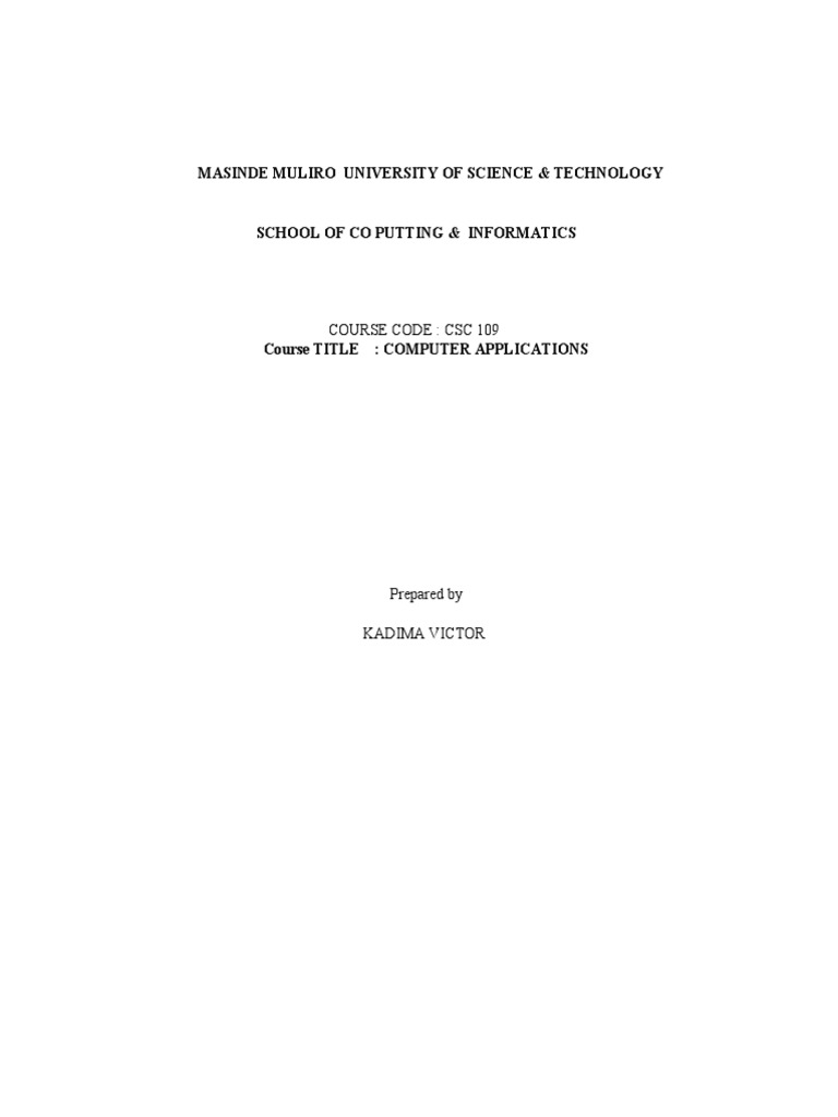 Csc 109 New Notes 2017 Pdf Read Only Memory Computer Data Storage