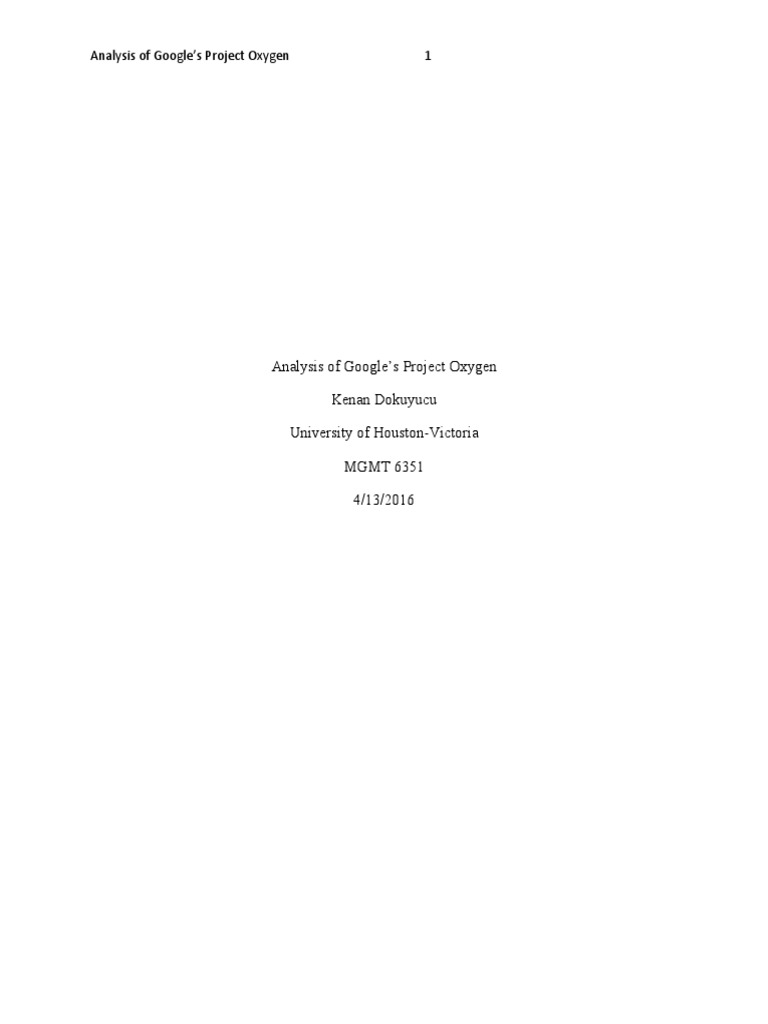 Analysis of googles project oxygen pdf employee retention change