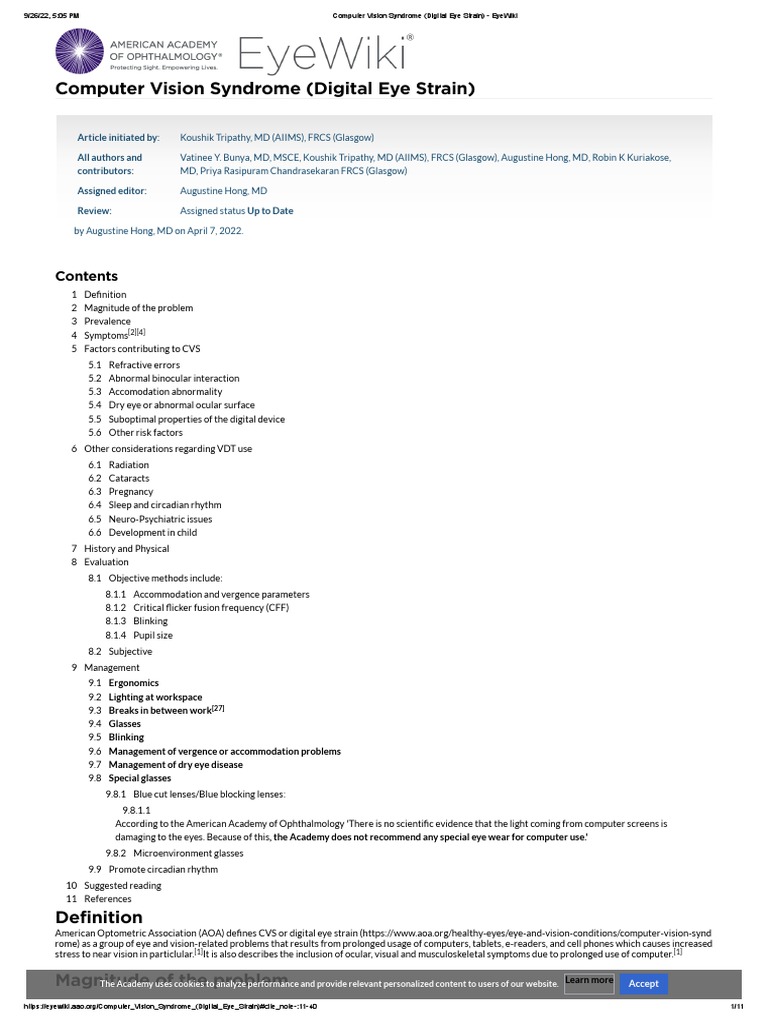 Understanding Computer Vision Syndrome | PDF | Human Eye | Glasses