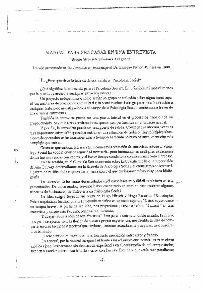 Manual de Instrucciones para Fracasar en Una Entrevista | PDF