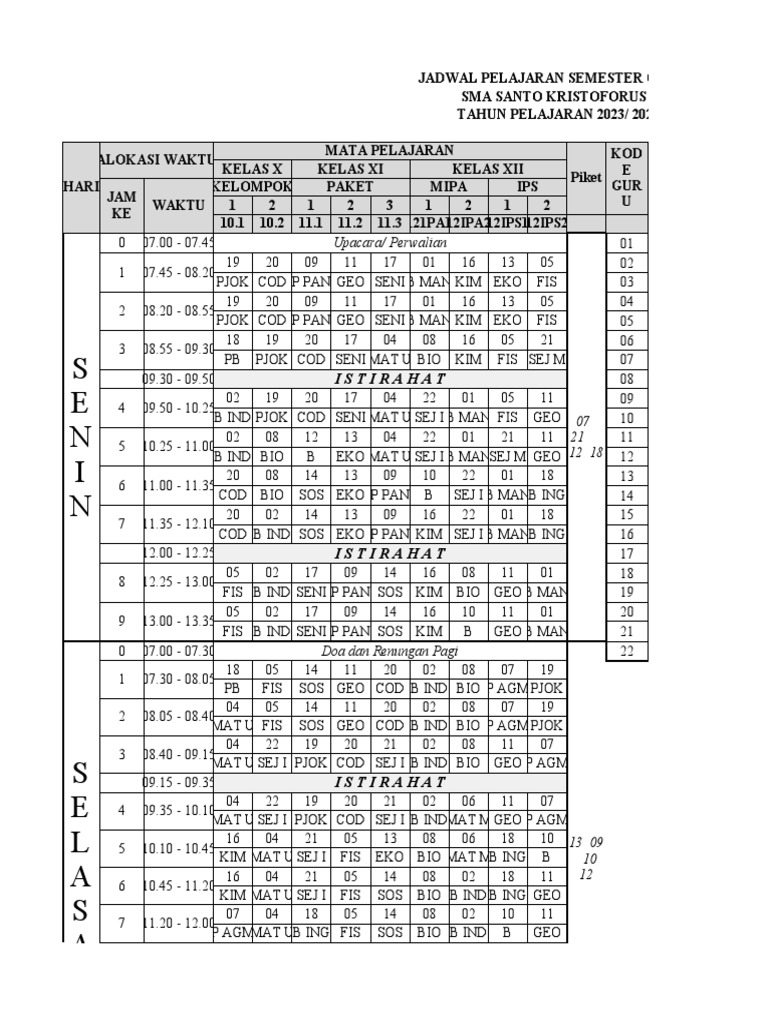 Jadwal Detail Pembelajaran 2023.2024 | PDF