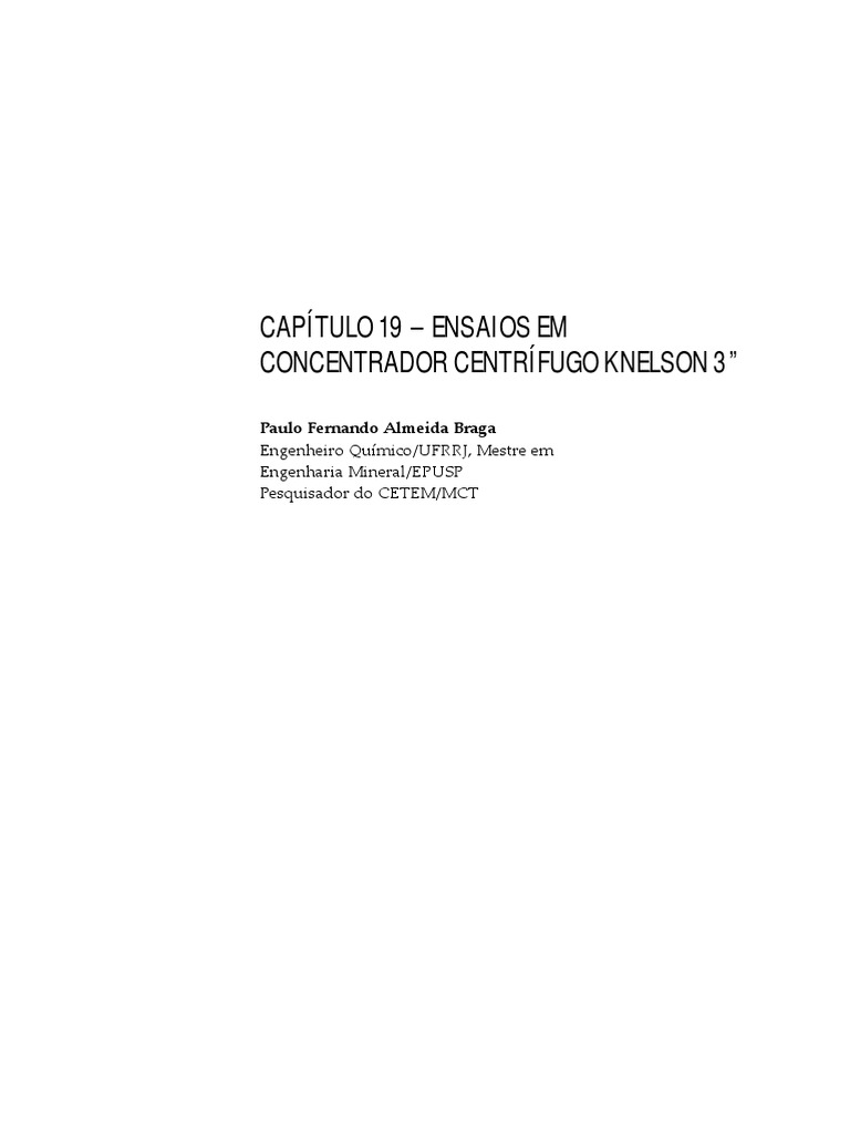 Ensaios com Concentrador Knelson 3” | PDF | Centrífuga | Minerais