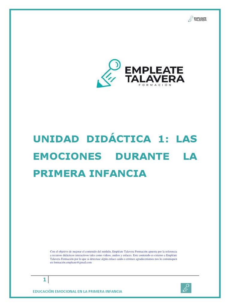 Unidad Didáctica 1 Las Emociones Durante La Primera Infancia | PDF ...