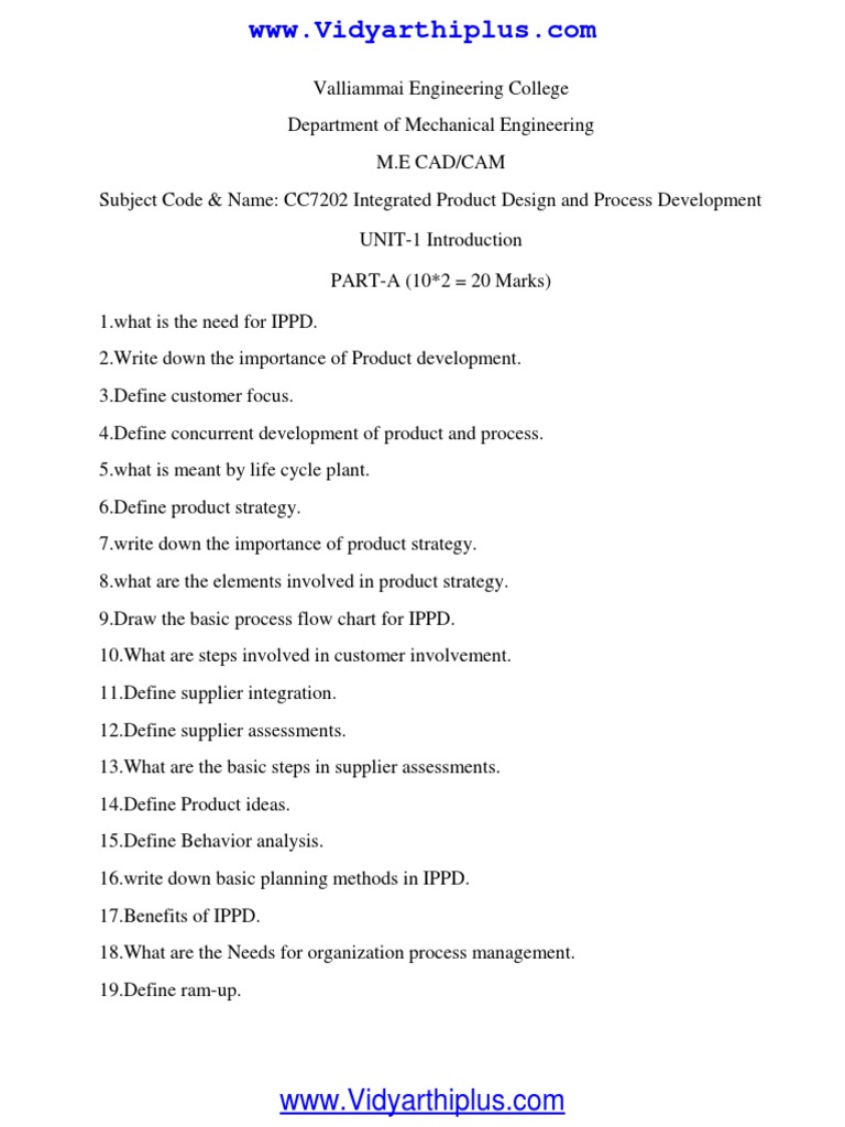 CC7202-Integrated Product Design and Process Development | PDF | New ...