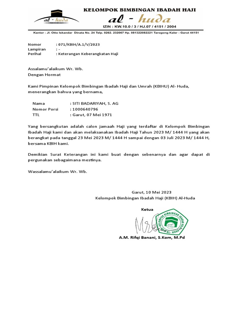 Surat Keterangan Cuti 2023 Pdf