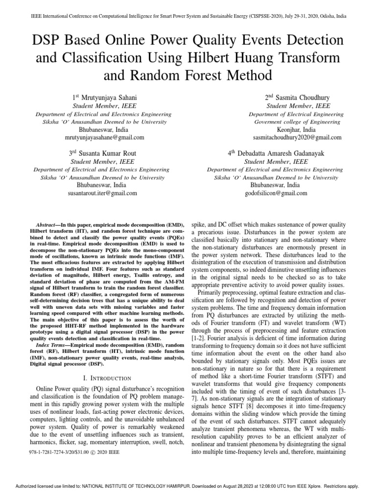 Power Quality Event Detection Using HHT-RF | PDF | Applied Mathematics ...