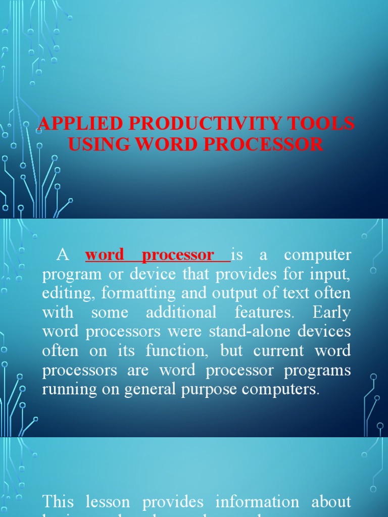 Applied Productivity Tools Using Word Processor & sPREEDSHEET | PDF ...