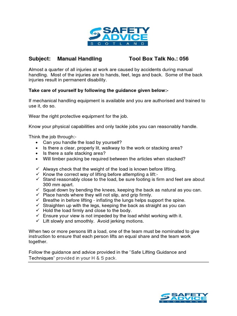 TBT 052 Manual Handling | PDF