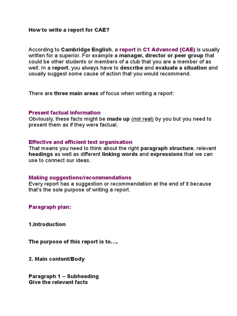 How To Write A Report For CAE PDF Mentorship Teachers