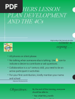 Teachers Lesson Plan Development and The 4Cs