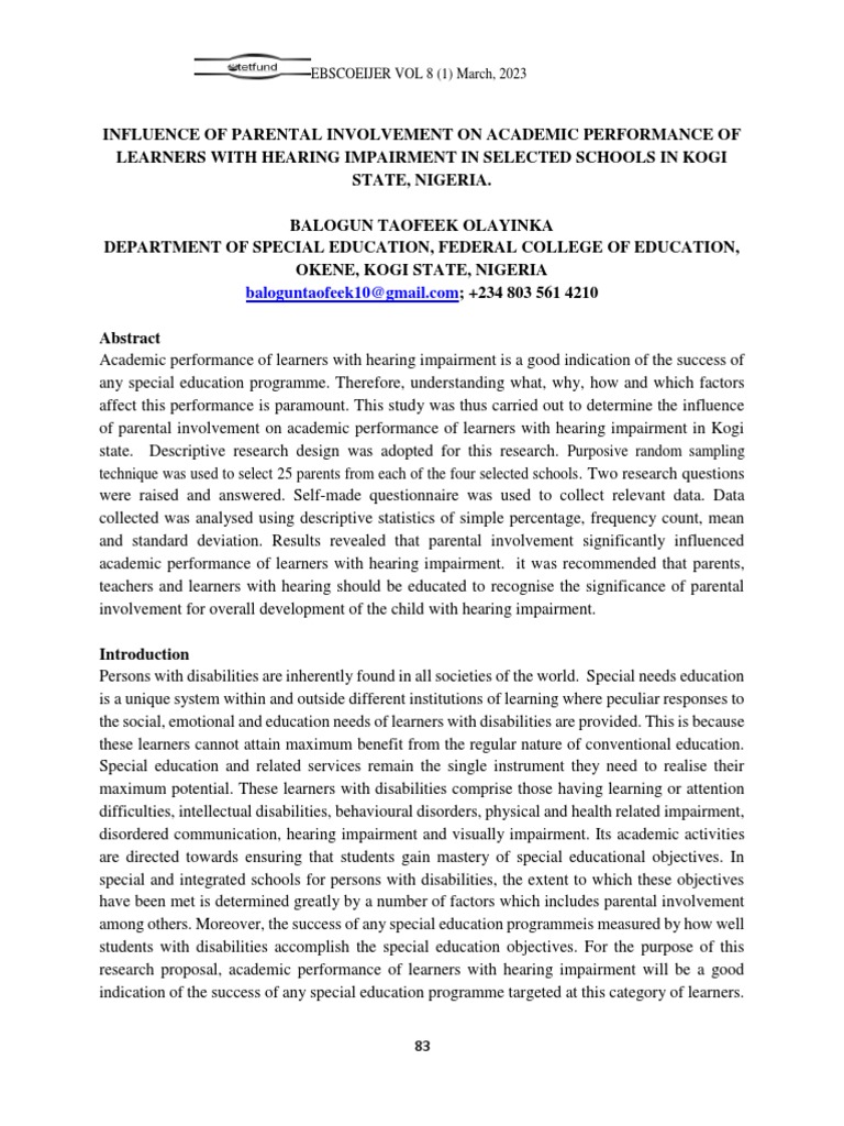 Ebscoeijer+vol +8+n01+paper+9 | PDF | Special Education | Disability