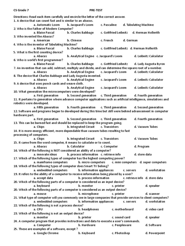 Pre test ste 7 cs download free pdf operating system device driver