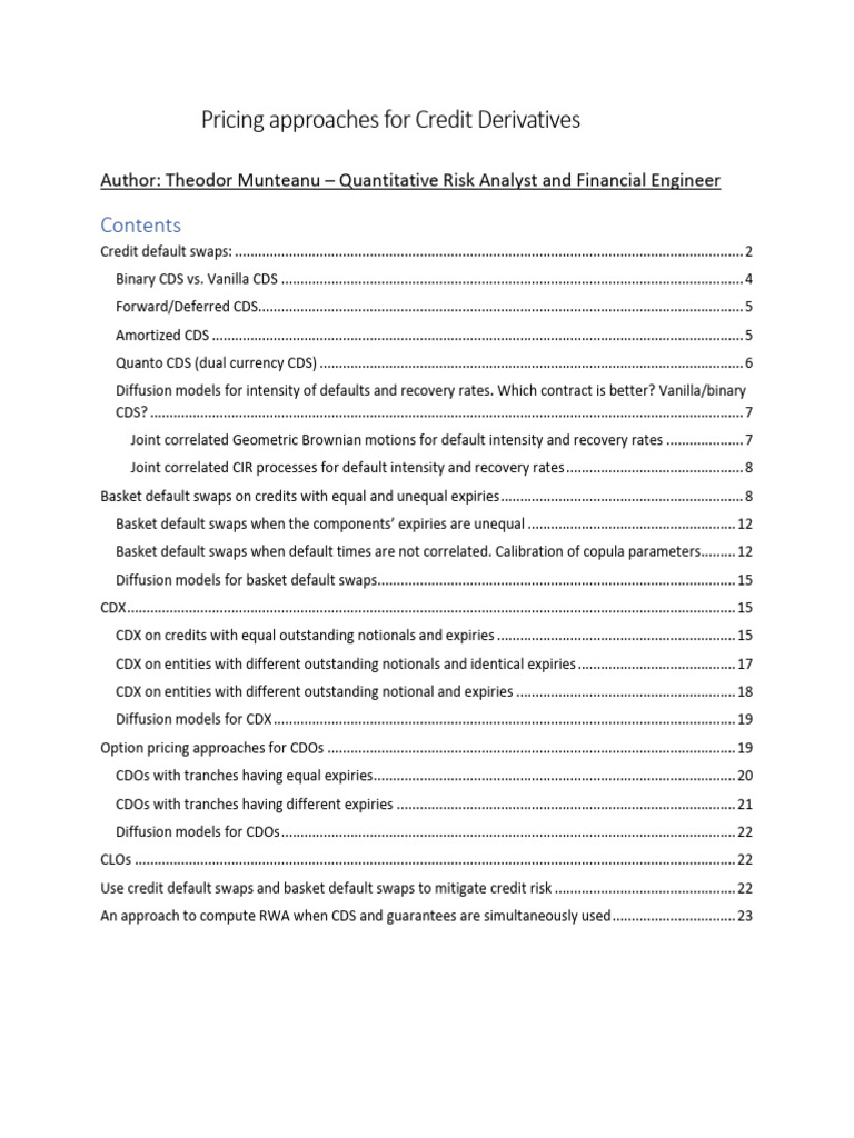 Credit Derivatives Pricing Guide | PDF | Credit Default Swap ...