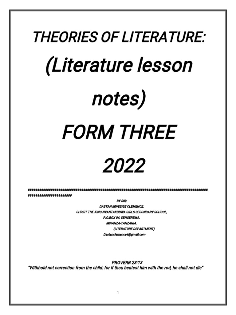 Literature complete notes pdf