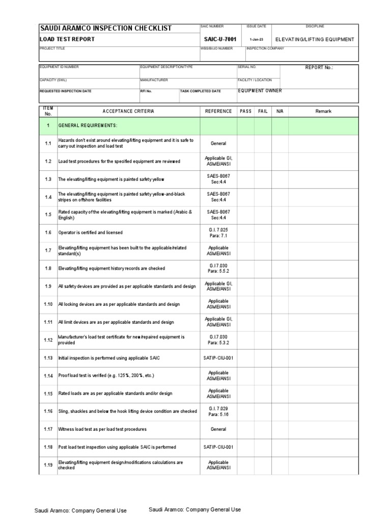 Picture of Aramco Elevating Equipment Inspection Guide | PDF