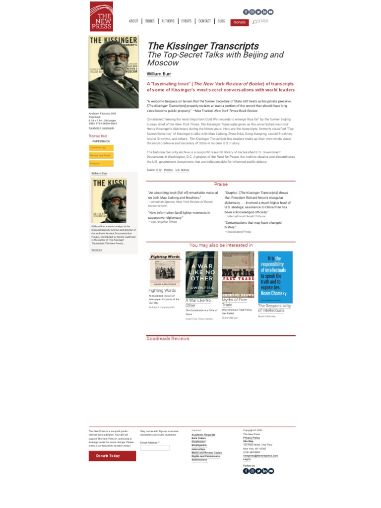 The Kissinger Transcripts - The New Press | PDF | Henry Kissinger ...