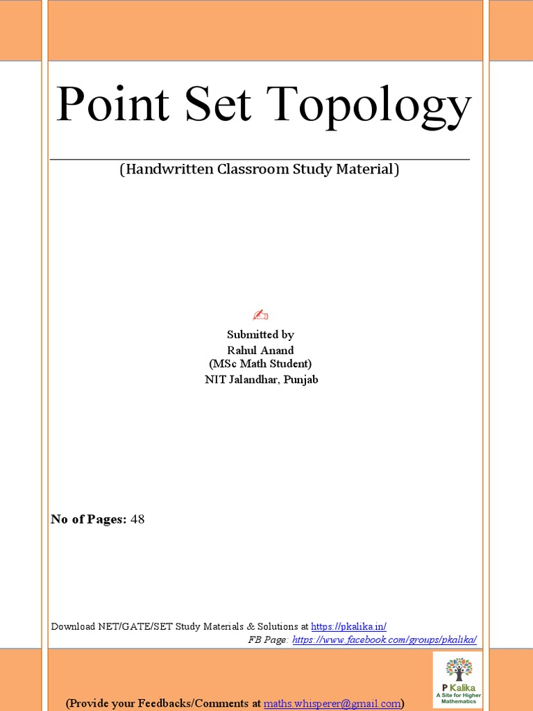 Point Set Topology Study Material | PDF