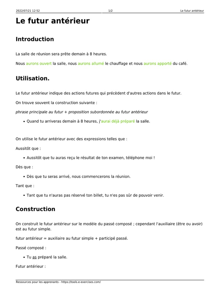 Le Futur Anterieur PDF