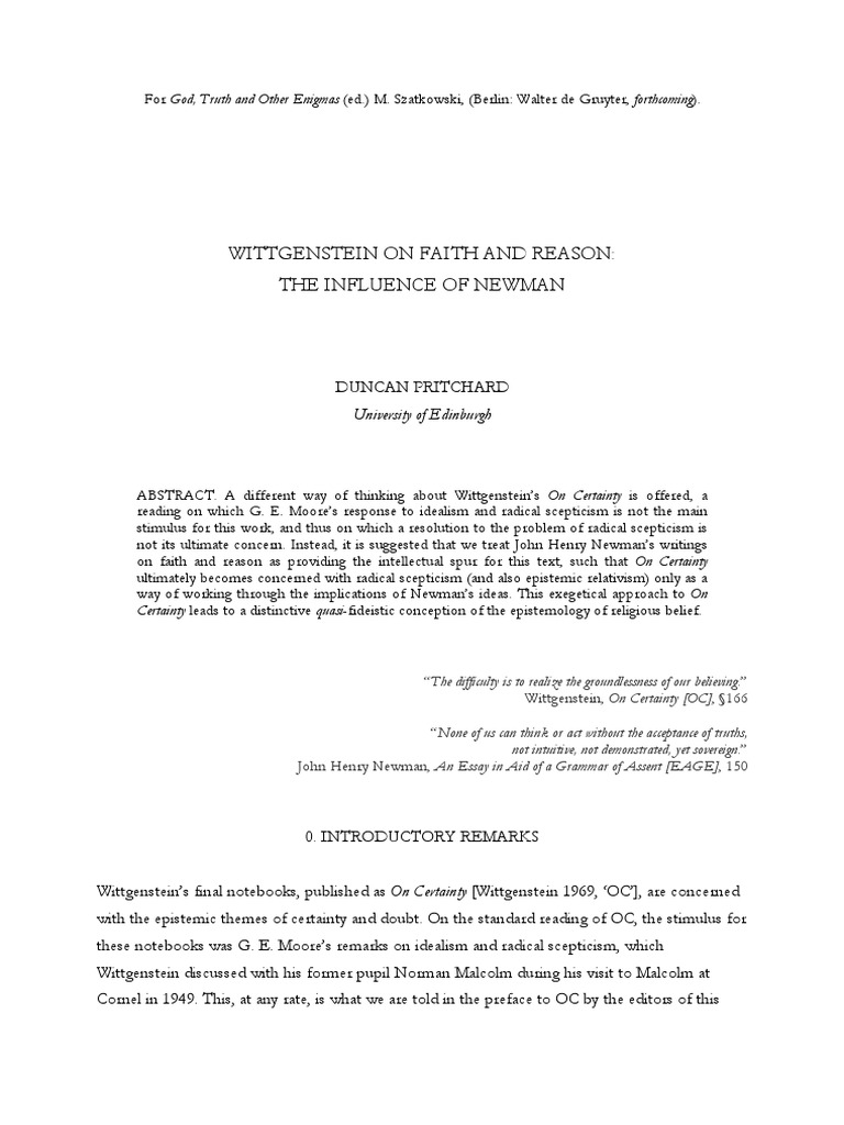 Wittgenstein on faith and reason the inf pdf epistemology rationality