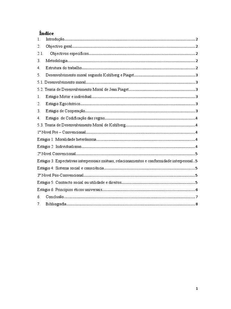 Desenvolvimento Moral: Kohlberg e Piaget | PDF | Sociologia | Moralidade