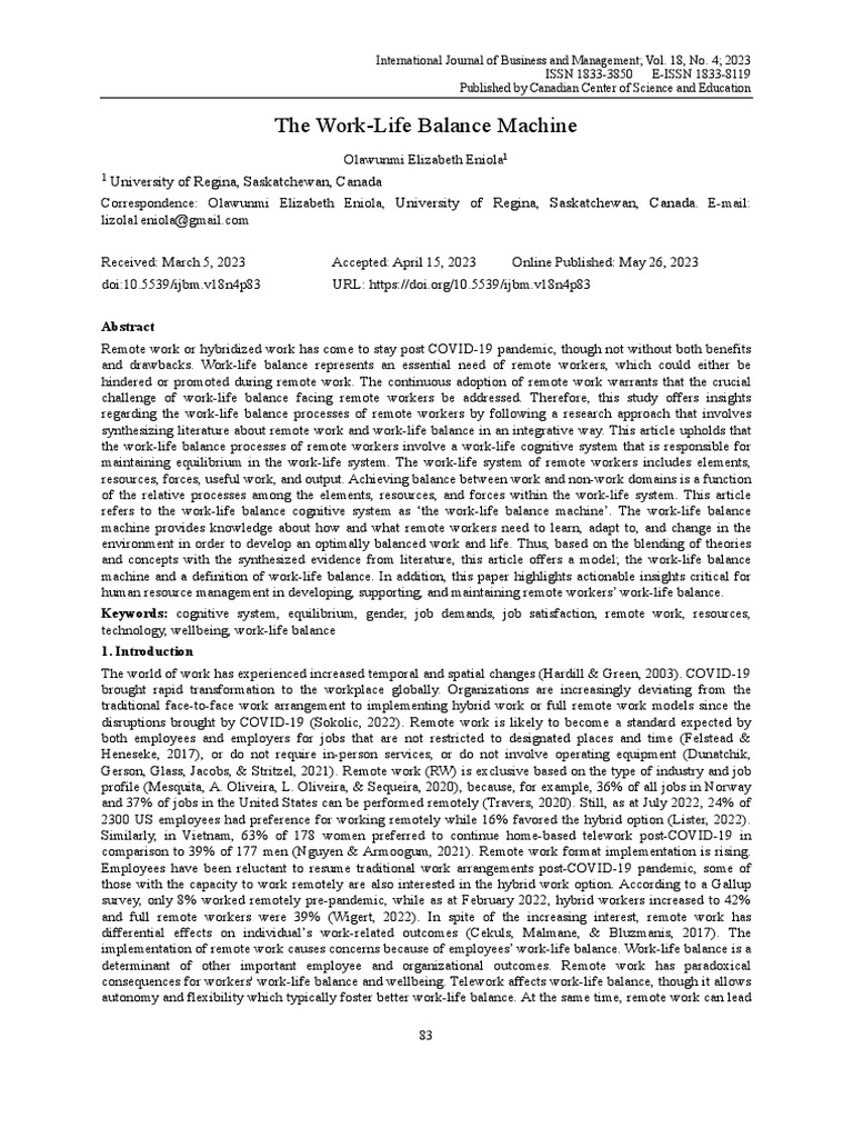 The Work-Life Balance Machine | PDF | System | Employment