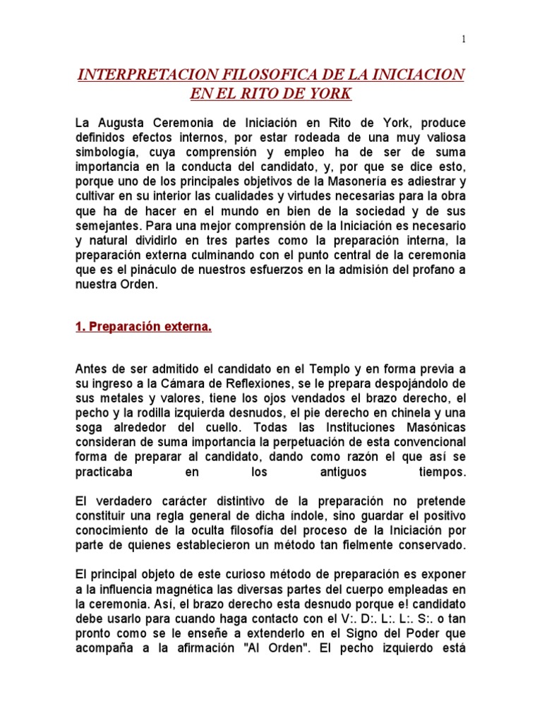 INTERPRETACION FILOSOFICA DE LA INICIACION EN EL RITO DE YOR | PDF ...