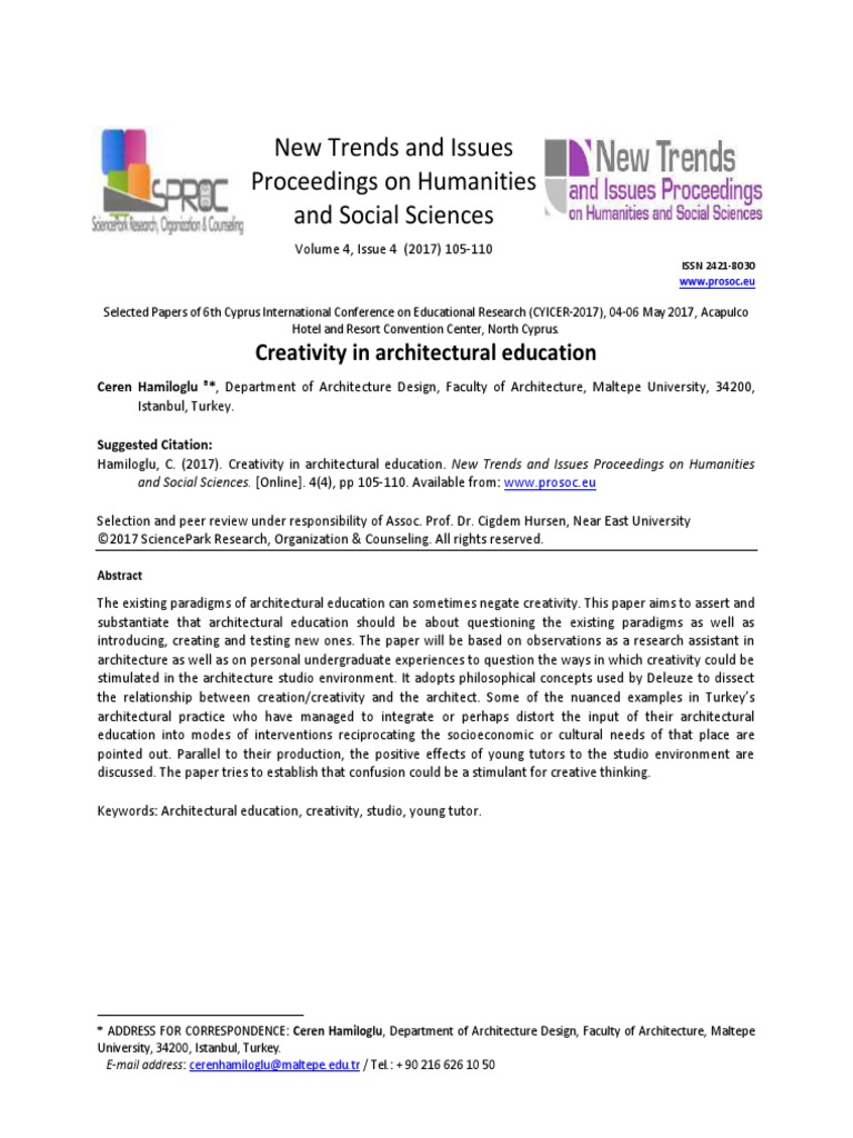 Creativity in Architecture Education | PDF | Creativity | Design