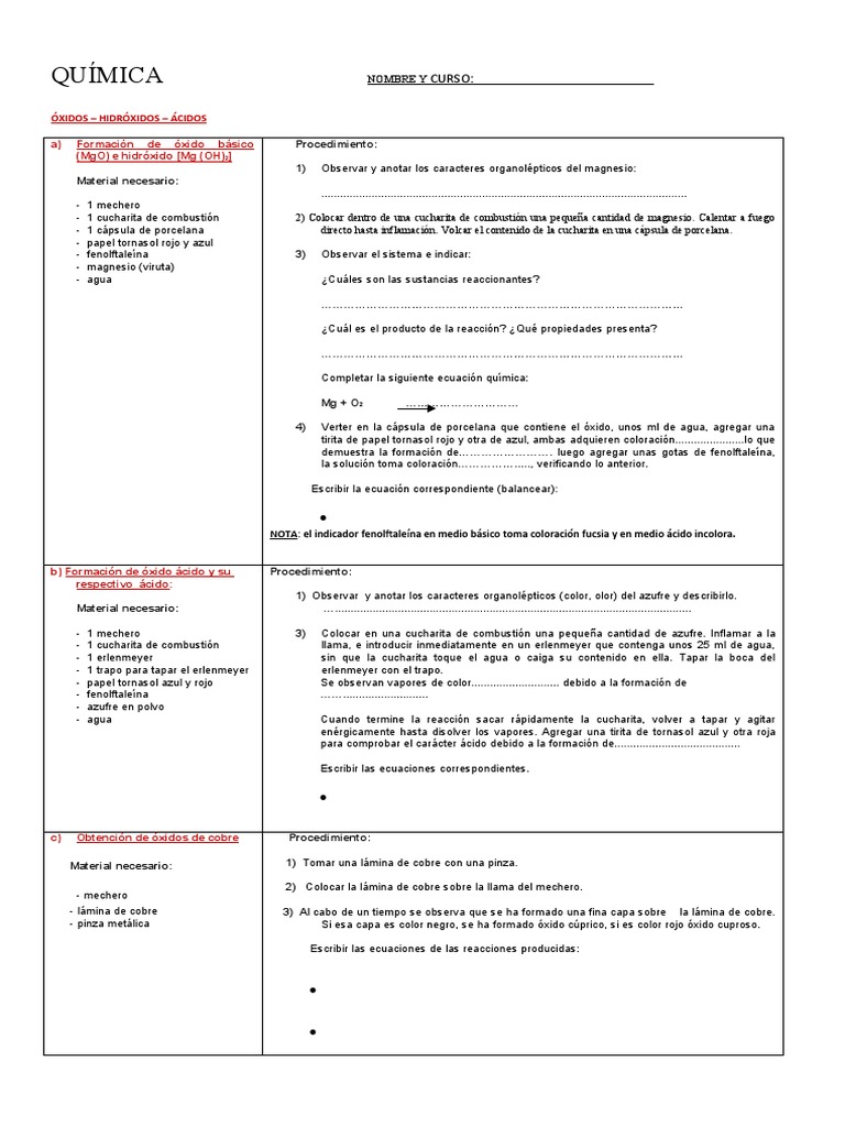 óxidos Hidróxidos ácidos Pdf