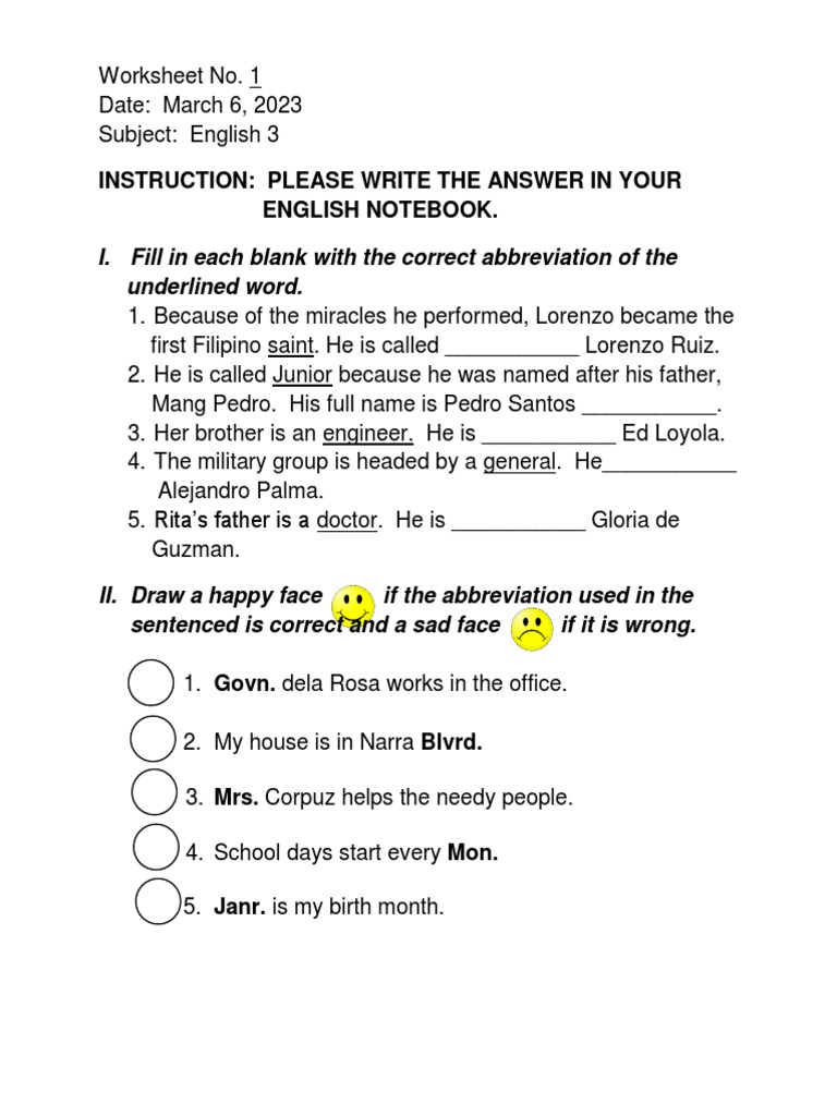 English and Mother Tongue 3 Worksheets PDF