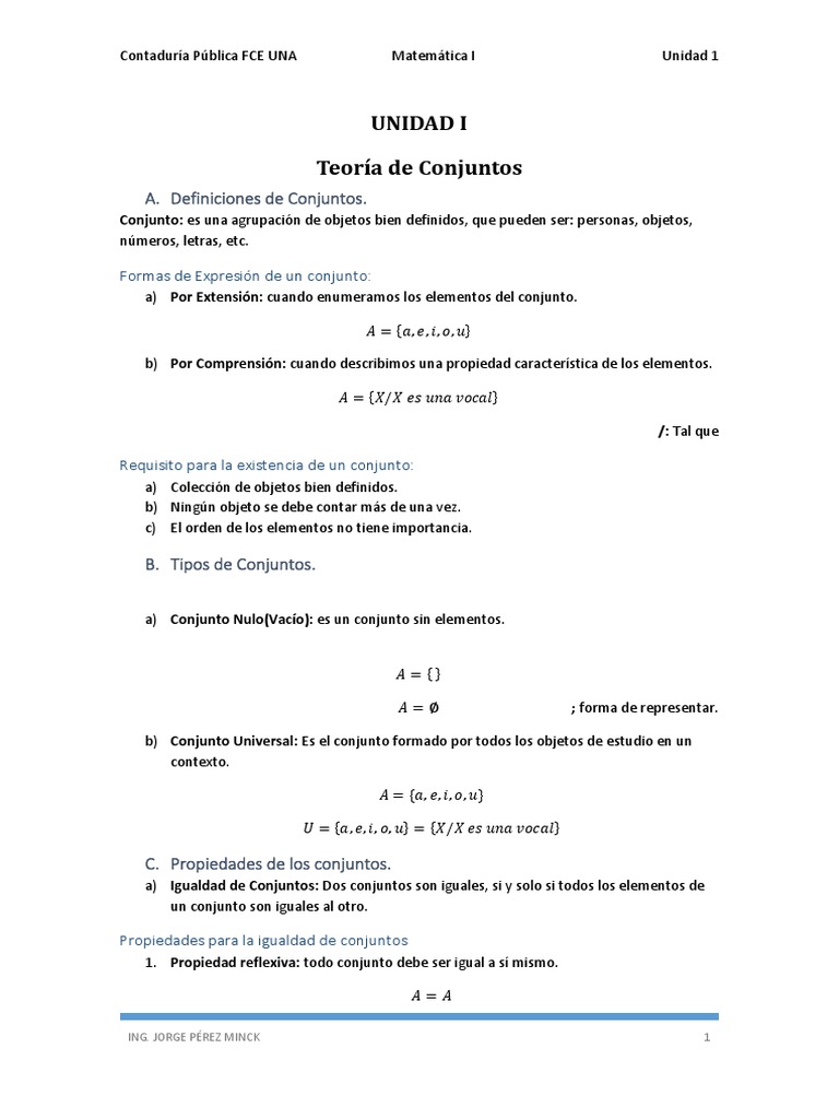 Teoría de Conjuntos en Matemáticas I | PDF | Conjunto (Matemáticas ...