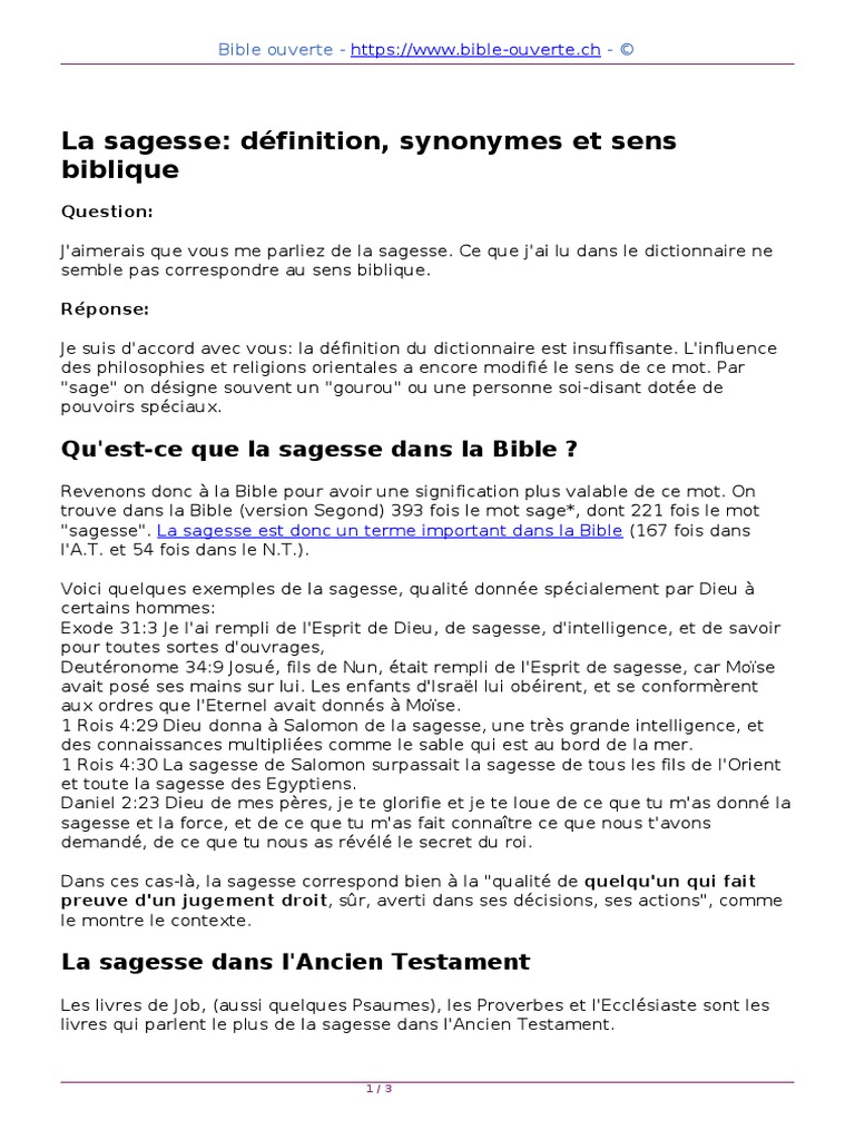 La sagesse selon la Bible expliquée | PDF | Livre de Job | Dieu