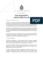 NDP - RAE - Nota Informativa Sobre La Tilde en Solo