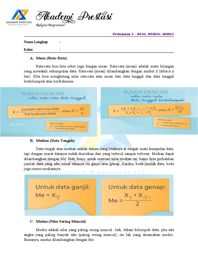  kelas viii mean median modus pdf