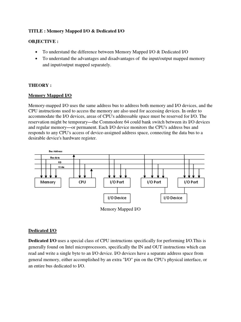 Memory Mapped vs. Dedicated I/O | PDF | Input/Output | Central ...