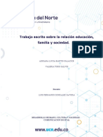 Trabajo Escrito Sobre La Relación Educación, Familia y Sociedad.