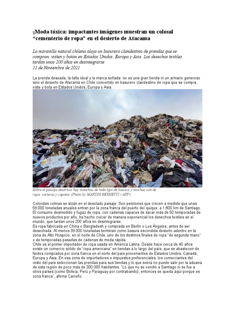 Cementerio de Ropa en Atacama | PDF | Residuos | Entorno natural